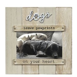 Distressed Picture Frame "dogs leave pawprints on your heart"